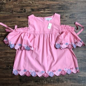 Loft Off the Shoulder Pink Blouse